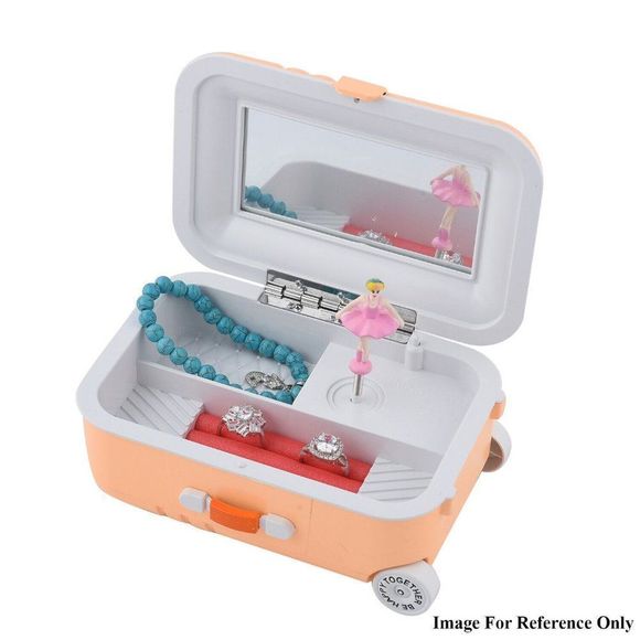 Handcrafted Suitcase Music Jewelry Box With Mirror Dancer - Picture 2 of 6